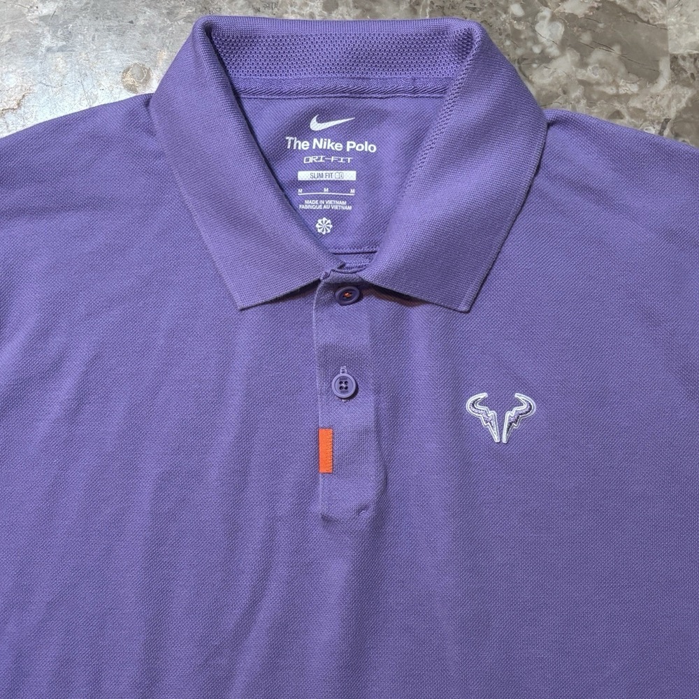 Nike Rafa Nadal Polo Shirt Mens Medium Slim Purple Pique Mesh Tennis DD8532